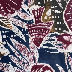 Stylized Marine Fish & Shell Hand Block Print Cotton Fabric – 1.8 Yards x 44″W