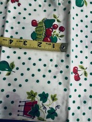 VTG `50`s Red & Green Fruit & Flower Bowl & Baskets Green Dots on White BTHY