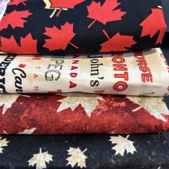 Canada Theme Maple Leaf Fabric 4 Pc Lot Quilting Crafts Sewing Cotton Prints