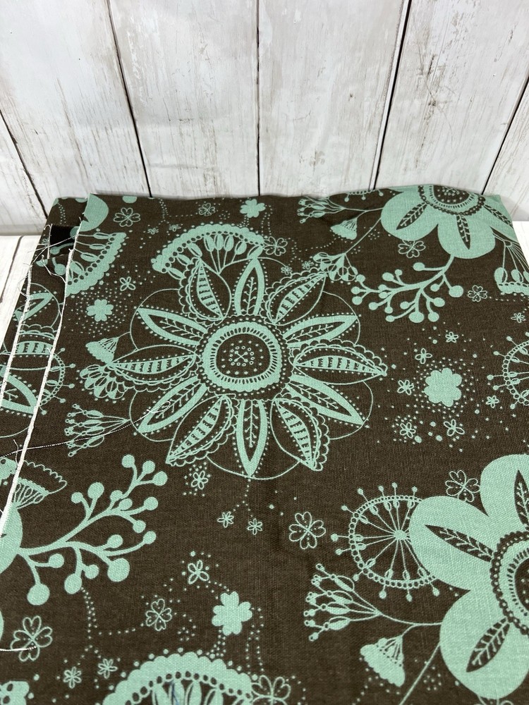 VTG Poly Cotton Fabric Decorator Woven Green Brown 2.33 yards 44″ Wide Hancock