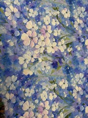 Blue Hydrangea Floral 100% Cotton Fabric By The Yard Quilting Sewing Craft