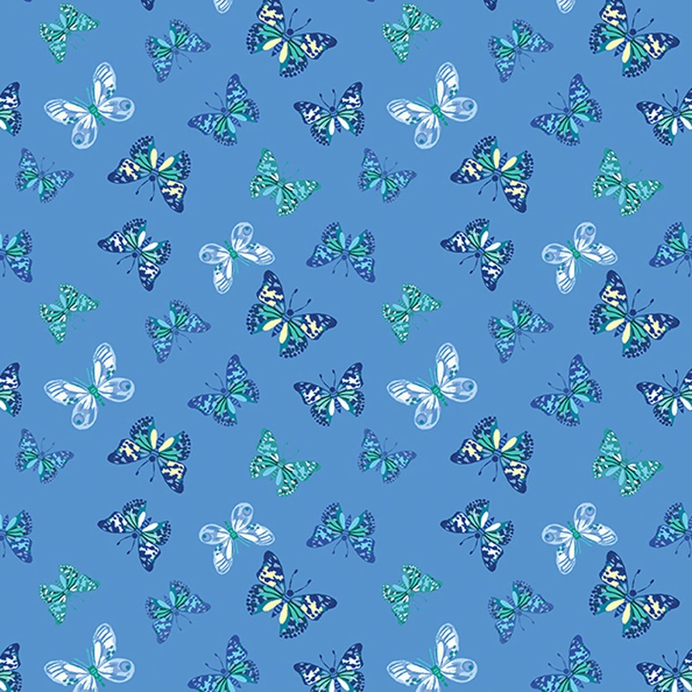BENARTEX – Capri by Kanvas Studio – Capri Butterfiles – Blue ,1/4 yard