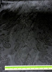Paisley Woven Brocade NON STATIC Viscose Satin Feel Shiny 58″W Fabric – Black