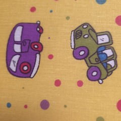 Retro Vintage Cars Polka Dot Yellow Poly Cotton Fabric 58″ By The Yard