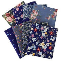 Mililanyo 8pcs 18x22inch Cotton Fabric Fat Quarters Daisy Design Dark Blue