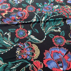 Bold Vibrant Blended Fabric Double Sided 2.5 Yards x 60″ Wide Floral Pattern VTG