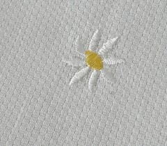 Daisy Flower Sewing Fabric Piece White On White Cotton 59″ x 21″