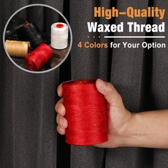 BUTUZE Waxed Linen Thread, 550Yards (500M), 1MM, Red – 500M,