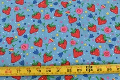 15″ Long, Vintage, Red Strawberries on Blue Quilt Cotton, V761