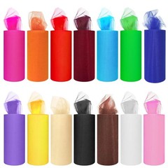 14 Colors Tulle Rolls 6” by 25 Yards (75 Feet) Rainbow Tulle Netting Fabric S…