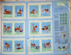 VTG SPRINGS INDUSTRIES Cotton fabric panel Walt Disney’s Bambi STORY BOOK QUILT