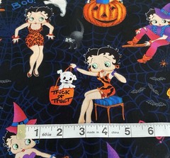 2 Yards BETTY BOOP HALLOWEEN ~ Fabric ~ Cotton ~ Continuous Piece ~ HTF
