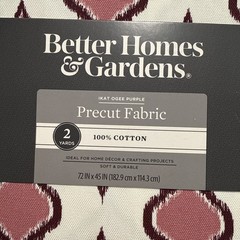 Better Homes & Gardens 100% Cotton 72″ x 45″, 2 Yards Precut Fabric Purple NEW