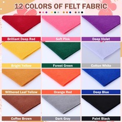 12 Rolls 8×35 Inch 20.5x90cm 1.4mm Thick Soft Felt Fabric Assorted Colors Set