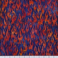 1 Yard Cut of Lunn Fabric On Fire Batik 100% Cotton 4886 Rainbow Blue Red Orange