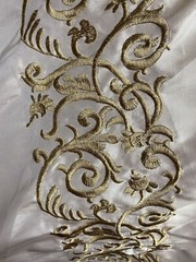 FAUX SILK EMBROIDERED~DRAPERY UPHOLSTERY Gold By The Yd