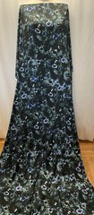 100% Floral Silk Charmeuse Deep Teal & Midnight Navy Blue 2Yards 23″ Long 54″ W
