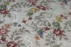 Vtg heavy floral jacquard tapestry upholstery fabric 56″ x 102″ (2.8 yds) white
