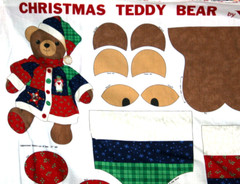 60 INCH WIDE CHRISTMAS TEDDY BEAR AND CLOTHING PANEL – 100% COTTON FABRIC