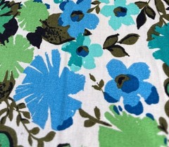 Dupont Upholstery Fabric Floral Print 1/2 yard x 46″ Blue/Green Vtg