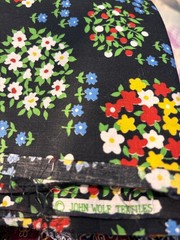 Vintage John Wolf Textiles Floral Bouquets Printed Cotton Fabric 3 1/2 Yards