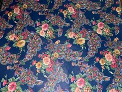 By 1/2 Yd Vintage Floral Paisley Amaryllis Lily on Blue BTHY Cotton Quilt Fabric