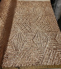 Blush Geometric Sequin Fabric on Mesh 2 Way Stretch “BombShell Sequins”