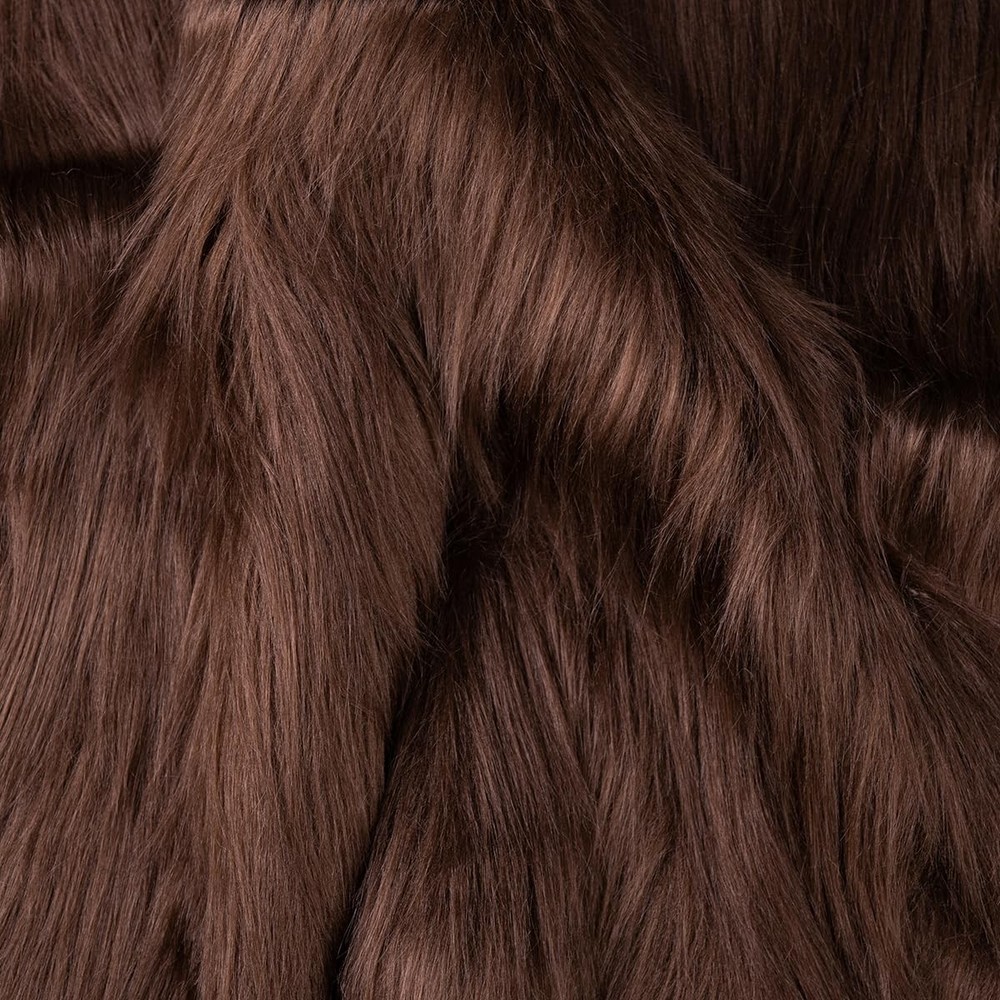 Qidkeo Brown Faux Fur Fabric for Crafts Squares Furry 10 x 10 inches,