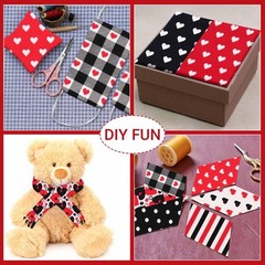 40 PCS Mothers Day Cotton Fabric Strips Red Black Heart Polka Dots Roll