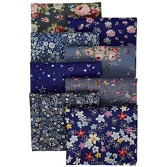 Mililanyo 8pcs 18x22inch Cotton Fabric Fat Quarters Daisy Design Dark Blue