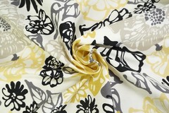 2015 Original Screenprint Richloom Upholstery Fabric 5 2/3 Yd Black Gold Floral