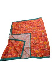 Orange Tribal Geometric Stiff Gauze Fabric Panel Scrim Cotton 34×132 Border EUC