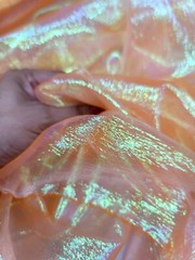 Orange Iridescent Organza Fabric Sold By The Yard Sheer For Clothing Decoration