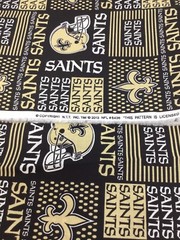New Orleans Saints Fabric 100% Cotton Block Print 1 Yard + 23 Inches NEW