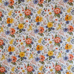 By The Yard, Pretty Floral On Beige Cotton $3.99 Ships ANY Amount Of Fabric