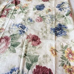 Vintage Richloom Floral Ivory Floral Rose Cotton Jacquard Damask Fabric 70”x55”