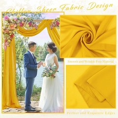 2 PCS Gold Wedding Arch Draping Fabric 20Ft x 28″ Chiffon Sheer Curtain Drape