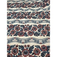 2.5 Yards Vintage Home Decor Fabric Red Blue Sunflower Jacquard Stripe