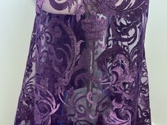 PURPLE Embroidery Lace Fabric 50” Width Sold By The Yard