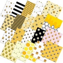 Bee Quilting Fabric Square 20 PCS 10×10 Inch Honeycomb Precuts Sunflower Daisy