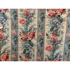 Vintage Waverly Carolina Rose Fabric Floral Stripe Cottagecore Grandmillennial