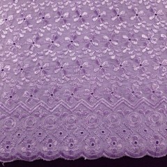 Lilac Purple Polycotton Eyelet Fabric Embroidered Floral Scalloped 40″ 190 GSM