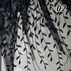 100*125cm Champagne Shining Sequin Tree Leaf Embroidered Fabric Dress Material