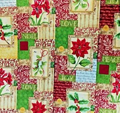Holiday Christmas’ Tis the Season’ Florals Scrip cotton fabric BTHY 18″ x 42″