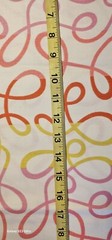 INDOOR OUTDOOR FABRIC SCRIBBLE PATTERN RED YELLOW ON CREAM 18X54 INCHES
