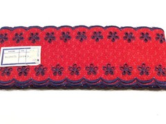 lace sangallo made in italy height cm 7 red and blue scalloped piece 9.2 mt