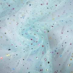 Lace Fabric Rainbow Glitter Colorful Star Tulle Mesh Fabric DIY Dress Home Decor