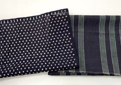 Vintage Japanese Kasuri Fabric Lot Yukinko Snow Indigo Green Striped Boro Craft
