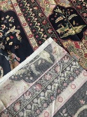 Turczyn Bloomcraft Jacobean Cotton Fabric Black Chinoiserie Pastoral 54×98”
