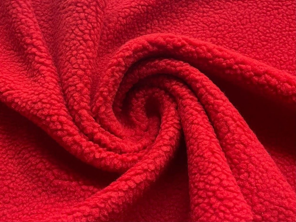 Faux SHERPA FLEECE Sheepskin Fabric Material RED